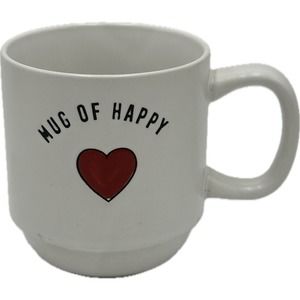 Mug Of Happy Coffee Tea Cup Red Heart White Valentine's Day Core Sheffield Home